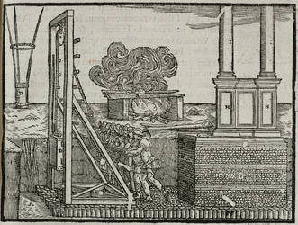 Pålförare, ur "De tio böckerna om arkitektur enligt Vitruvius föreskrifter" av Giovanni Antonio Rusconi, utgiven av Nicolini, Venedig