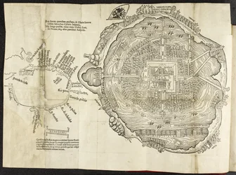 Plan av Mexiko, i Hernando Cortés, La preclara narratione di Ferdinando Cortese della Nuoua Hispagna, Venedig
