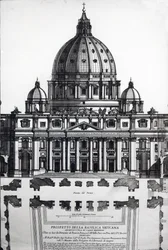Plan av St. Peters, Rom, graverad av Alessandro Specchi