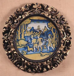 Tallrik dekorerad med en jaktscen, Deruta Workshop, c.1540-45 (maiolica)