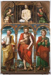 Polyptyk av Johannes döparen med Petrus och evangelisten Johannes, första hälften av 1500-talet (tempera på pannå)