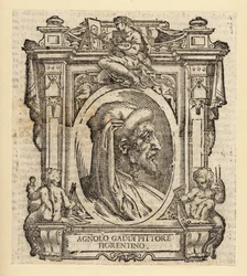 Porträtt av Agnolo Gaddi, italiensk målare från Florens, cirka 1350-1396