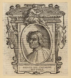 Porträtt av Andrea dal Castagno, italiensk målare från Florens, cirka 1419-1457