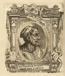 Porträtt av Baldassare Tommaso Peruzzi, italiensk arkitekt och målare, född nära Siena