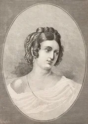 Porträtt av Costanza Monti (1792-1840), italiensk poet, gravyr av Centenari från L