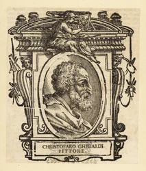 Porträtt av Cristoforo Gherardi eller Cristoforo Gherardi, även känd som il Doceno, italiensk målare från senrenässansen eller manneristperioden, verksam främst i Florens och Toscana