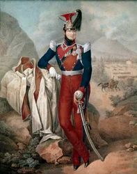 Porträtt av Ferdinand II (Ferdinando Carlo) (1810-1859), kung av Bägge Sicilierna, anonym akvarell, 1800-talet, Museo Nazionale di San Martino, Neapel