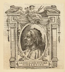 Porträtt av Gaddo Gaddi, italiensk målare och mosaiker i Florens i gotisk konststil, cirka 1239-cirka 1312
