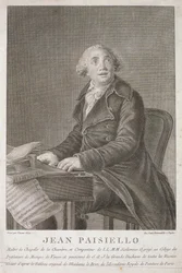 Porträtt av Giovanni Paisiello (1782-1840) graverad av Vincent Aloja