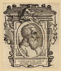 Porträtt av Girolamo Da Carpi, italiensk målare och dekoratör som arbetade vid Court of House of Este i Ferrara