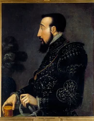 Porträtt av Henrik II, kung av Frankrike (1519-1559) Målning av den italienska skolan. 1500-talet. Sön 0,58x0,46 m Chantilly, museum Conde