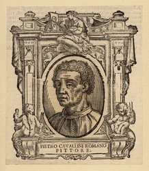Porträtt av Pietro Cavallini, italiensk målare och mosaikdesigner från senmedeltiden