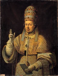 Porträtt av påven Pius (Pio eller Pius) VI (1717-1799). Anonym italiensk målning
