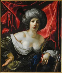 Porträtt av en kvinna som gudinnan Diana (målning på duk)