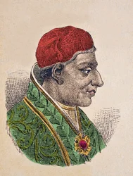 Porträtt av påven Adrien Ier (Adrianus I eller Hadrianus eller Adriano eller Hadrianus) (772-795)