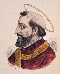 Porträtt av påven Alexandre (Alexander eller Alessandro I) Ier (105-115)