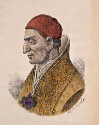 Porträtt av påven Constantin Ier (Konstantin I eller Constantinus eller Costantino) (708-715)