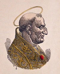 Porträtt av påven Gregoire Ier le Grand (Gregorius den store eller Gregorio Magno eller Gregorius Magnus) (590-604)