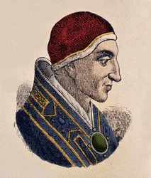 Porträtt av påven Johannes XV (Giovanni, Ioannes) (985-996)