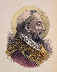 Porträtt av påven Saint Clement (San Clemente eller Clemens) Ier (88-97)
