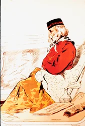 Representation av medlemmar av den parlamentariska högern för Risorgimentos hjältar och italiensk patriot Giuseppe Garibaldi (1807-1882) 1874. Teckning. Rom, Museo del Risorgimento