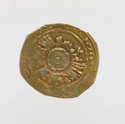 Baksidan av Tari av Amalfi med pseudo-kufisk epigrafi (guld)