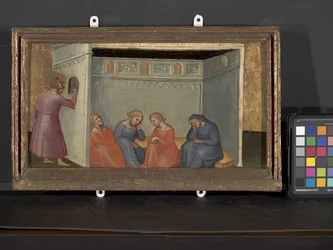 Scen från legenden om St. Nicholas (tempera och guld på trä)