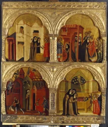 Scen från Saint Juliennes liv. Målning av en venetiansk mästare, tempera på trä, andra hälften av 1300-talet. Italiensk konst, medeltid, gotisk konst. State Hermitage, Sankt Petersburg.
