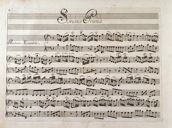 Notsida för "Sonata för violin och bas fortsätter" av Giuseppe Tartini
