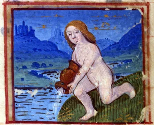 Vattumannens tecken. Italienskt horoskop, mitten av 1400-talet.