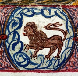 Tecken på lejonet. Italienskt horoskop från mitten av 1400-talet.