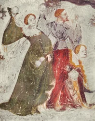 Snöbollskamp utanför ett slott, ca 1400 (detalj av 75562)