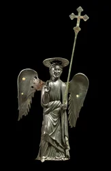 St. Gabriel ärkeängel som håller ett processionskors, bronsstaty från 1200-talet, kors från 1369