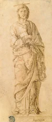 St. Johannes evangelisten, tillskriven antingen Giovanni Bellini (ca 1430-1516) eller Andrea Mantegna (1430-1516) (penna och bläck på papper)