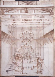 Scenmaskineri för operorna på San Salvatore-teatern i Venedig, 1675 (penna- och bläcktvätt på papper)