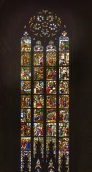 Berättelser om Saint Catherine of Alexandria (målat glas)