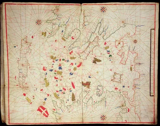 Egeiska havet, från en nautisk atlas, 1646 (bläck på veläng) (se även 330940)