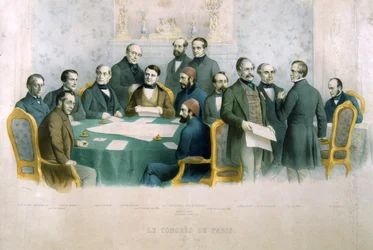 Pariskongressen, mars 1856, illustration från Italiens historia