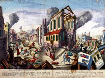 Jordbävningen i Messina 1783 (färgad gravyr)