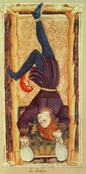 Den hängde mannen, tarotkort från leken «Karl VI» eller «Gringonneur»