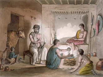 Hazorta-stammen i Abessinien som bor i stenhuggna hus, ca 1820-30-talen