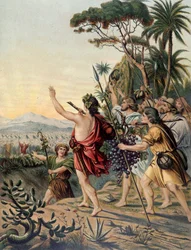Kanaans land återvände - i "Gyllene klassiska Bibeln: historia om gudomlig uppenbarelse i det gamla och i det nya strävan" "av Giovanni Ladislao Sykora (vol. 1), översatt av Don Clemente Benetti. (Italiensk bibel)