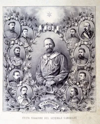 General Garibaldis stab, illustration från Italiens historia