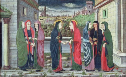 The Visitation (fack av en predella), Veneto, c.1480