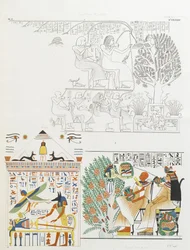 Den avlidne gav mat och vin av Sycamore-trädets gudinna och Anubis med mamman