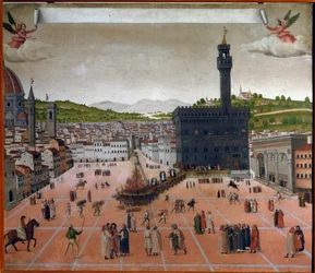 Girolamo Savonarolas bål på Piazza della Signoria, Florens 1498 (målning)
