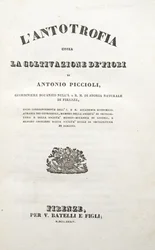Titelsida, från Antotrofin eller odlingen av blommor av Antonio Piccioli, pub. 1834 (gravyr)