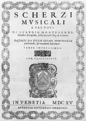 Titelsidan för Scherzi Musicali av Claudio Monteverdi (1567-1643) 1615