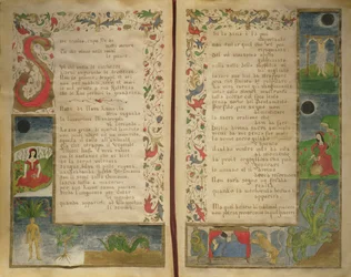 Verser och kantillustrationer om hur man framkallar djävulen