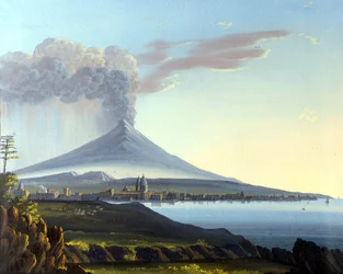 Utsikt över vulkanen Etna som bryter ut